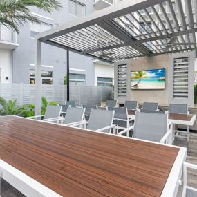 Covered Veranda at The Marc Luxury Apartments in Palm Beach Gardens FL