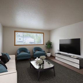 living room with a couch and a coffee table