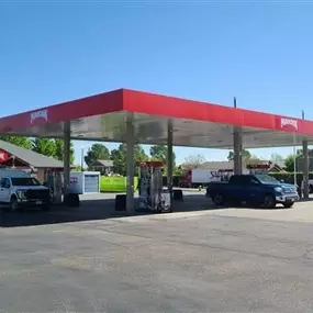 Gas pumps at Maverik in Evans, Colorado.