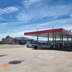 Gas pumps at Maverik in Longmont, Colorado.