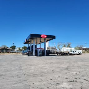 Truck gas pumps at a Maverik convenience store in Keenesburg, Colorado.
