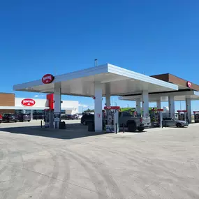 Gas pumps at Maverik in Keenesburg, Colorado.