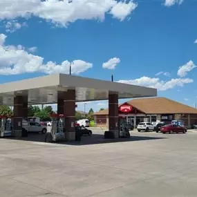 Gas pumps at Maverik in Greeley, Colorado.