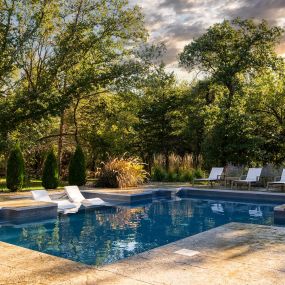 Pool in a backyard.