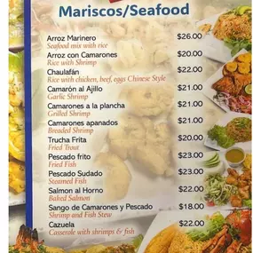 Seafood Menu