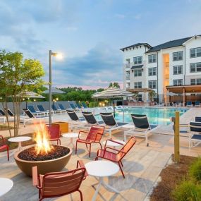 Swimming pool with chairs