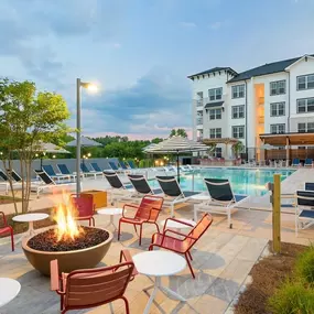 Swimming pool with chairs