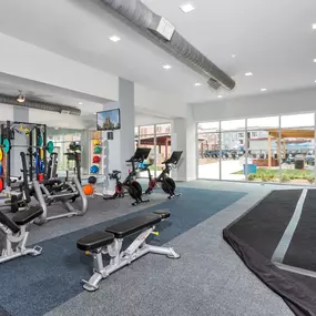 The fitness center at Westwood Green Apartments offers a state-of-the-art space for residents to stay active.
