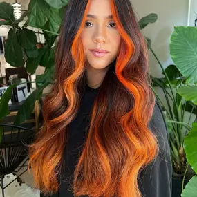 Vivid Orange Hair Color Salon With Waves Style in Somerville NJ