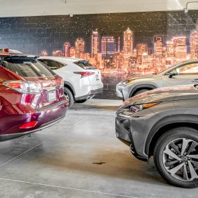 Vehicles in the Lexus of Seattle service driveway