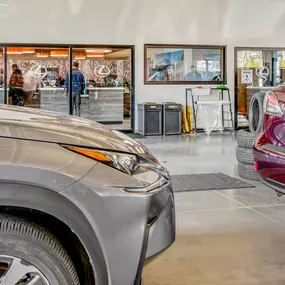 Vehicles in the Lexus of Seattle service driveway