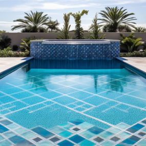 Creative pool tile and coping with Big Diamond Pools, Spring, Texas