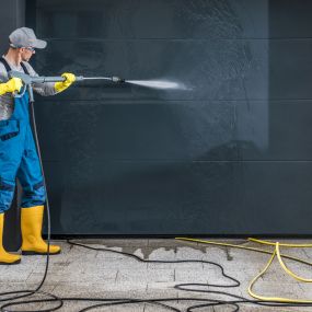 Garage door power washing