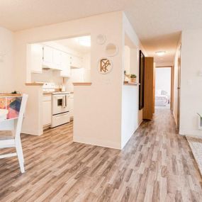 Tacoma Apartments - Monterra Apartments - Entryway, Dining Room, Kitchen, Hallway, Bedroom, and Living Room