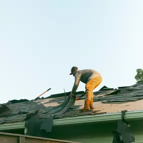 Tearing off the old to make room for a new GAF roofing system in Tulsa!