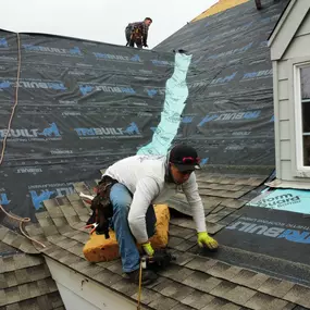 Our crew is hard at work installing a top quality roofing system to protect this home for years to come. When it comes to craftsmanship and care, we've got you covered!