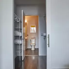 Bathroom and a walk in closet