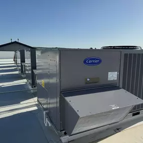view of a Carrier Commercial rooftop unit in Colorado Springs, CO