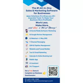 The Must Have Marketers Tool — Apex Solutions Pro
All-In-One Sales & Marketing Platform Built For Businesses