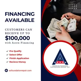 At American Standard Foundation Repair, we believe in making our services accessible to everyone. That’s why we offer financing options through Acorn Financing, so you can get the repairs you need without breaking the bank. Trust us to take care of your foundation needs while Acorn Financing takes care of the payment plan!