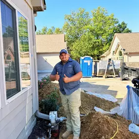 Thumbs up for a job well done! Our American Standard Foundation Repair team is always ready with a smile and has the expertise needed to ensure your foundation is in top shape. Your home's safety is our top priority, and we're here to make sure everything goes smoothly from start to finish!