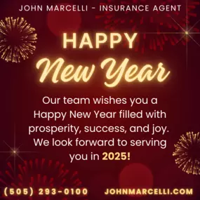 ✨ May the new year bring you joy, good health, and the confidence that comes with knowing you're prepared. Happy New Year from your friends at John Marcelli - Insurance Agency! ✨