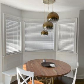 Sometimes simple is best. We love these faux wood blinds and they are cordless of course!