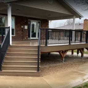 Custom stairs on this home deck