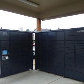 Self-service package lockers at The Landing Apartments