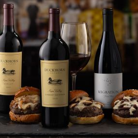 Join us in our lounge for Wagyu & Wine now through November 1. Pair one of three gourmet Wagyu burgers with a glass of wine from a selection of three Duckhorn Portfolio Reds. Enjoy our suggested pairings or go rogue and pair as you like.