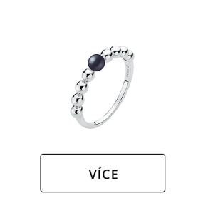 PLANET SHOP - Stříbrný dámský prsten s pravou černou perlou