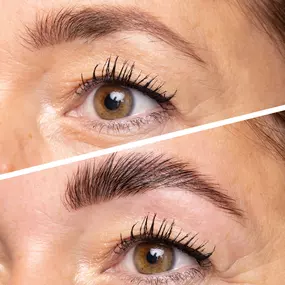 Nuestro servicio de laminado de cejas alisa y fija las cejas en una forma completa para elevar aún más tu mirada.