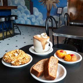 Coffee, Lattes, Cappuccino, Baked Goods for Breakfast, Boozy Cocktails