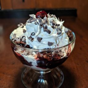 Cherries Jubilee ice cream sundae The Fountain on Delmar St. Louis