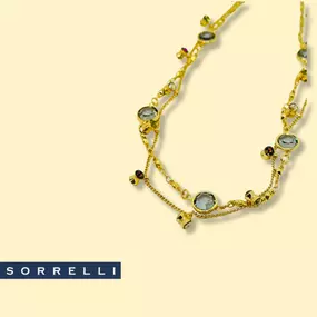 Delicate layers of chain drizzled with droplets of opaque crystals. A quick and easy solution for a layered look with one piece. From Sorrelli's Crystal Cashmere collection in our Bright Gold-tone finish.