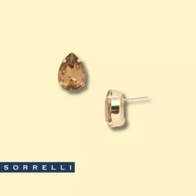 The Eileen Stud Earrings feature a single pear cut candy gem crystal on a post.