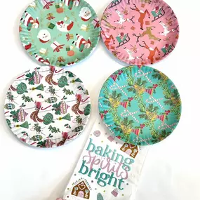 Baking spirits bright ???? these plates are only missing fresh baked cookies for Santa!