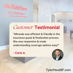 Time for another #ReviewTuesday about Miranda! Miranda is always here for our customers, and we are thrilled that she was able to assist you, Carla! Thank you for this beautiful review.