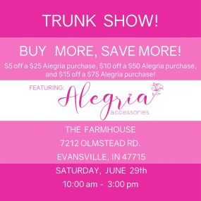 Tomorrow’s The Day!! ????????????
Join us at The Farmhouse for our @alegria_accessories_inc Trunk Show from 10-3! It’s your last chance to take advantage of their Buy More, Save More Promotion!
See you soon! ????