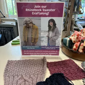 You don't have to be knitting our chosen Rhinebeck Sweater to participate in our Rhinebeck Sweater Craft Along! Bring a chair and your project and join us for our Kickoff Event this Saturday. Open crafting will begin at 3:00. Refreshments will be provided! We hope to see you there!!!