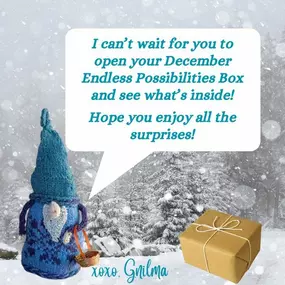 Our exclusive, limited edition December Endless Possibilities box???? is available for preorder! When you open your box, lovingly curated by Gnilma the Gnome, you'll find a project (choose knit or crochet) which includes yarn????, pattern, needles/hooks, plus fun extras! ✨
This is a fantastic gift for a knitter or crocheter who loves surprises. ???? (Or treat yourself!)
Don't wait till they sell out! ????????‍♀️ 
https://theendlessskein.com/endless-possibilities-box/