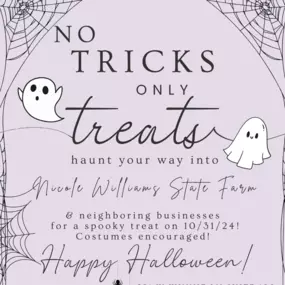 No tricks, only treats! ???????? Join us on October 31st in costume at our office and neighboring businesses for some spook-tacular Halloween goodies—we can’t wait to see you!