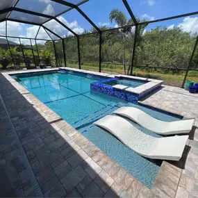 Pool remodeling with spa and Baja shelf