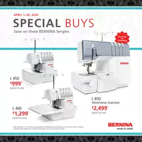 ✨ Last call to save BIG on select BERNINA Sergers!
Upgrade your serging game with precision, power, and ease. Don’t miss out! https://bit.ly/434B4fV
Stop in store or contact us at (406) 443-5724 to learn more.