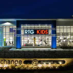 Night view of RTG Kids at The Exchange in Gwinnett, Georgia.