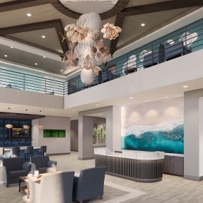 Reception and lounge area rendering of the new independent living addition coming in January 2024