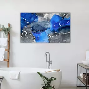 Tempered Glass Art - Blue Abstract Wall Art Decor