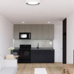 Kitchen and Living Room Rendering
