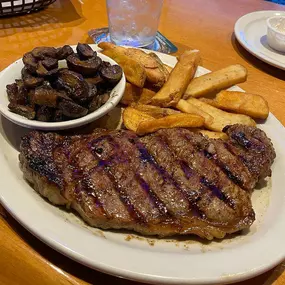 Steak, Fries, and Mushrooms