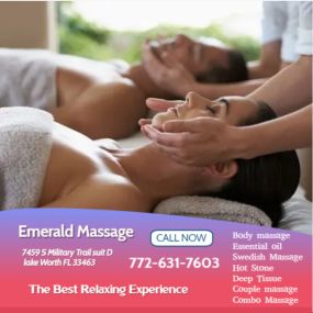 Our traditional full body massage in lake Worth, FL
includes a combination of different massage therapies like 
Swedish Massage, Deep Tissue,  Sports Massage,  Hot Oil Massage
at reasonable prices.